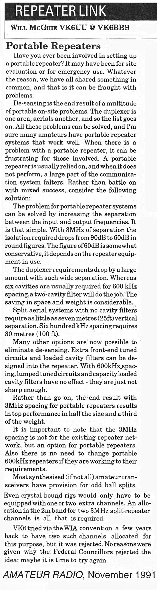 Portable Repeater Spacing