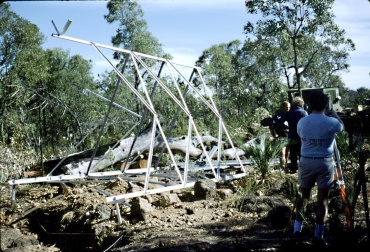 The base of the main antenna tower