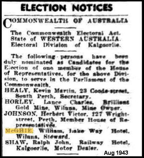 William McGhie Election notice