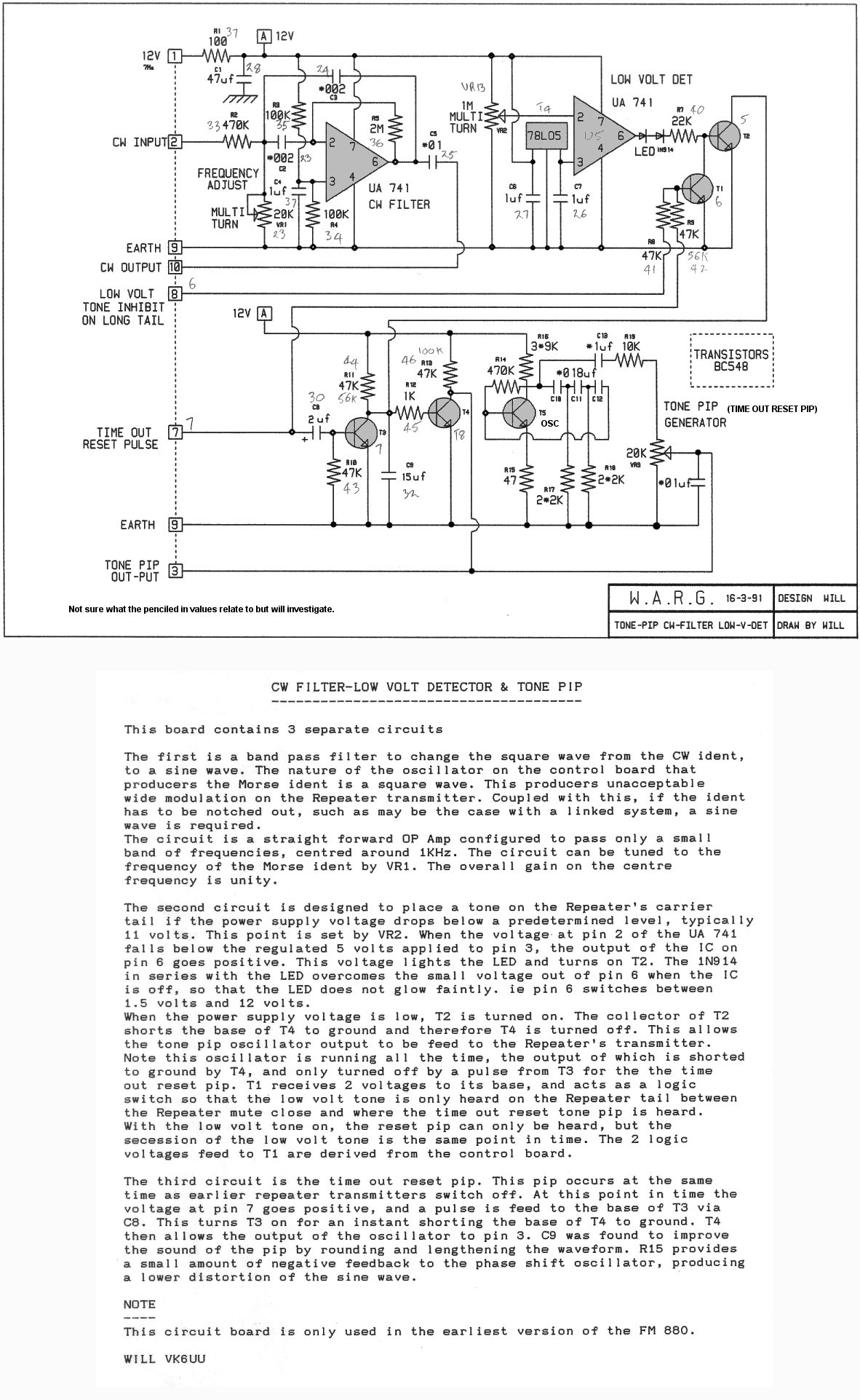 3 function circuit board for FM880 repeater