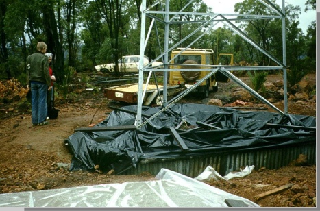 A lot of rain on the day of the concrete pour